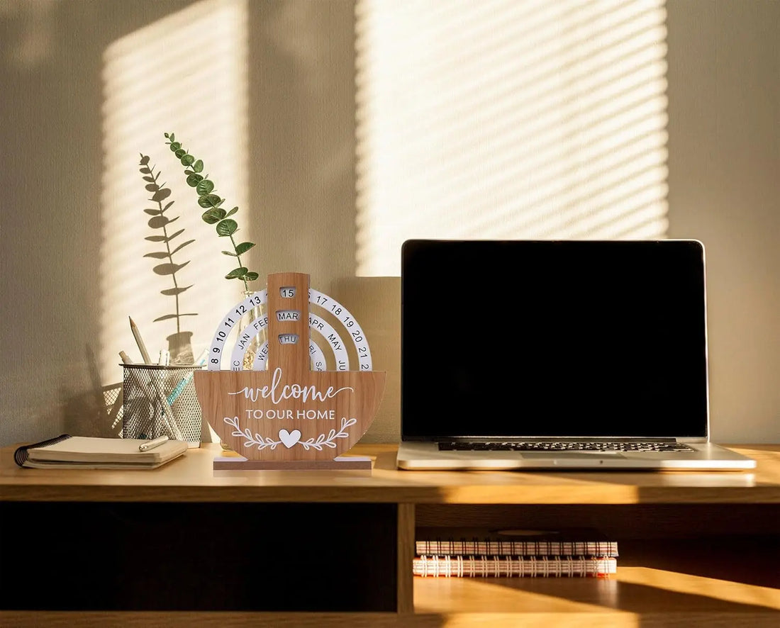 Wooden Perpetual Desk Calendar